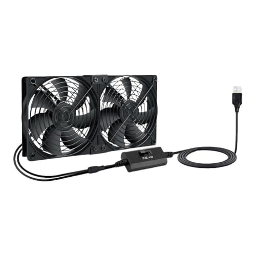 NiuLumea Ventilador de refrigeración USB ajustable de 3 velocidades 120 x 120 x 25 mm, 5 V, 3 W, IP68 impermeable con rodamientos de bolas dobles, para color negro