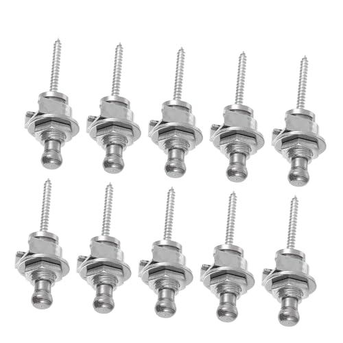 FUNOMOCYA Guitar Belt Button Guitar Fixator 10pcs Silver Quick Release Anti-slip