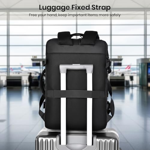 Image of 35L Expandable Anti-Theft Laptop Bag for Men & Women - Waterproof Travel Backpack with USB Port, Fits 17 inch Laptop, 3-in-1 Convertible Duffel Bag for Office, School, Business & Daily Use