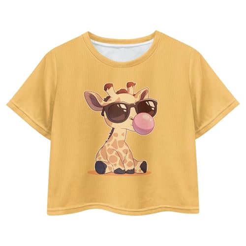 Image of Cute Crop Tops for Girls Short Sleeve Summer T Shirts Fashion Graphic Tees Crew Neck Pullover Tee 5-14 Years