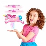 BLOOLILIES Flying Unicorn Toys for Girls, Magic Flying Fairy Toy Rc & Hand Controlled Mini Drone Helicopter Toy with LED Light for Girls Age 6 7 8 9 10 11 12 Years Old Birthday Valentines Day Gifts