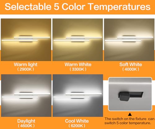 Image of PRESDE 40 inch LED Bathroom Vanity Light, Modern Brushed Nickel Wall Bar Fixture Over Mirror 5CCT