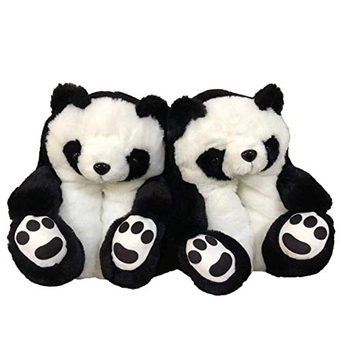 Teddy Bear Slippers for Women sharllen Anti-Slip Plush Slides Indoor Home Fluffy Slipper Unisex Adult Faux Fur Cute Cartoon Bear Warm Platform Furry Soft House Bedroom Slipper Washable Womens Shoes (Panda)