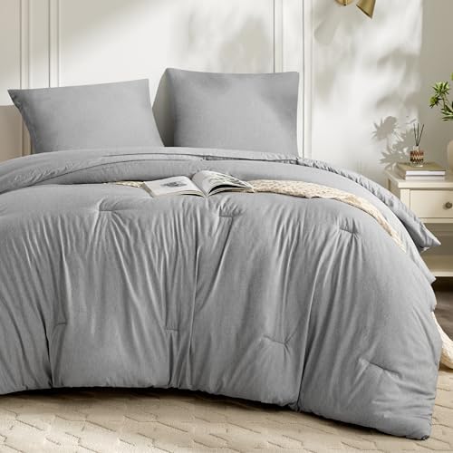 BEDSURE Bettdecke Ohne Bezug 135x200 - Bettdecke 135x200 mit Kissenbezug 80x80 cm - Kationische 2-teilig-Bettdecken-Set für Allergiker 4 Jahreszeiten Duvet 1x Bettdecken 1x Kissenbezug Nebelgrau