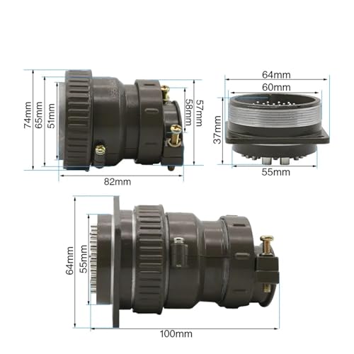 Conector circular de aviación P55 serie 30 núcleos 55 mm miniatura 2