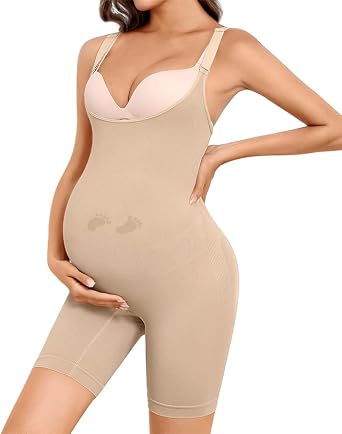 Womens Maternity Bodysuit Seamless Pregnancy Shapewear Shorts Under Dresses Belly Support
