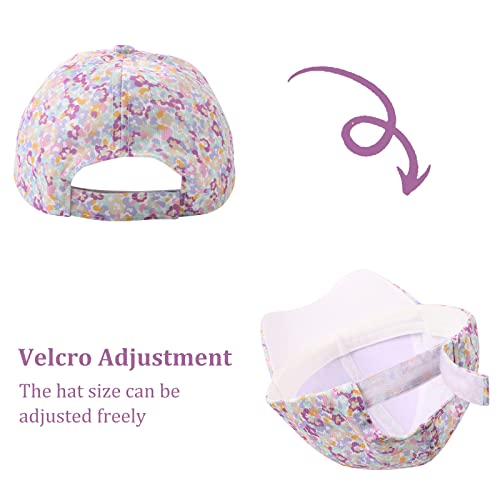 Girls Baseball Cap Kids Cute Sun Hat Adjustable Trucker Hats Toddler Rainbow Unicorn Ponytail Caps Spring Summer (Light Floral, 4-8 Years) #TOP4