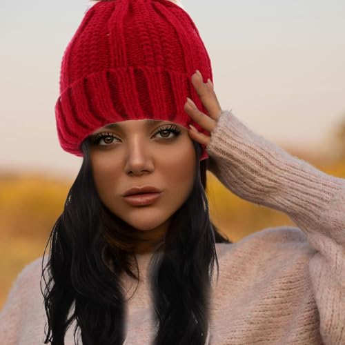 Bonnet hiver 45 cm couleur naturelle avec postiche pour fêtes de Noël - 4