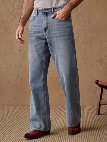 Image of KOTTY Men's Bell Bottom Jeans || Bootcut Denim | Wide Leg Flared Jeans for Men || High Waist Stretchable Retro Fit || Cotton for College Casual