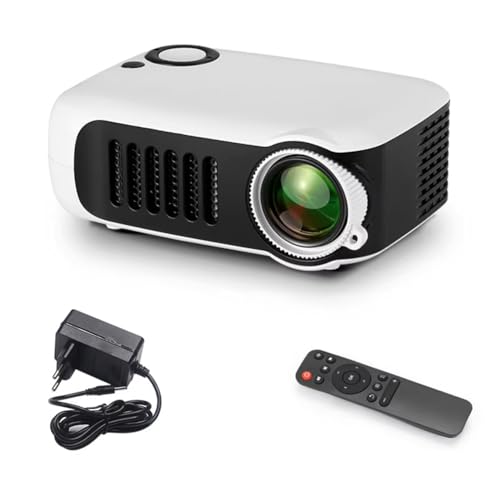 Yoeruers Miniproyector Portátil para Cine en Casa, Proyector de Vídeo LED 3D 4K 1080P para Juegos, con Puerto HD para Smart TV Box y Enchufe Europeo.