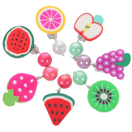 Pendientes de clip para niñas fáciles de poner y quitar con divertidas formas frutales