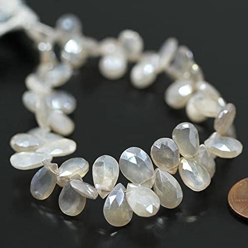 Pierre de lune mystique perle poire facettée checker cut gemme en vrac fil 4 pouces 9-12mm