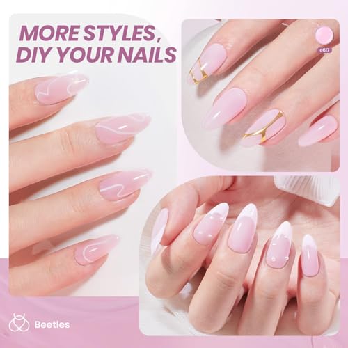 Image of Beetles Nude Gel Nail Polish - 15ml Purple Jelly Gel Polish Neutral Nail Polish Nail Concealer Sheer Translucent Effect Soak Off UV French Nail Art Manicure Salon DIY Gifts for Women