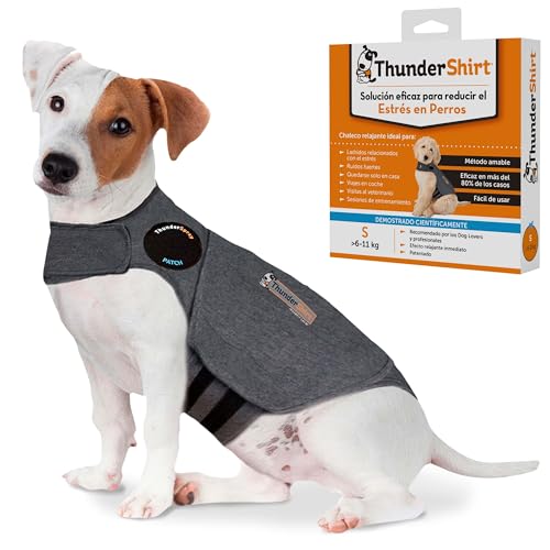 ThunderShirt - Chaleco Relajante para Perros - Antiestrés, Ayuda a Reducir la ansiedad - Ajuste Cómodo y Seguro - Recomendado por Profesionales, Gris, Talla S