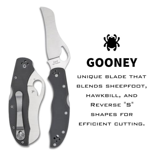 Spyderco Byrd Gooney Lockback Folding Pocket Knife with 9Cr14MoV Stainless Steel Blade and Gray G-10 Handle - PlainEdge - BY24GPGY - Image 2