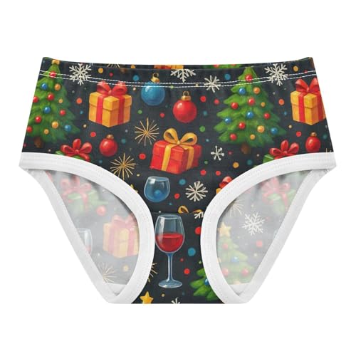 Joisal Cotton Toddler Girls Underwear Christmas Trees Black Panties for Girl Print Kids Undies Briefs 2t