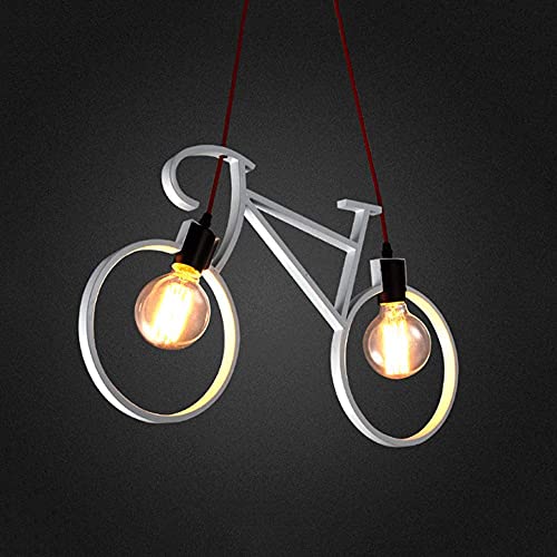 Lámpara de techo de bicicleta con 2 focos vintage de hierro forjado 4