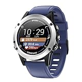 Fitnesstracker mit Herzfrequenz Puls Blutdruck Messung Kompass Schlaf Schrittzahl Farbdisplay Smartwatch Armband Uhr Blau - 9714/5
