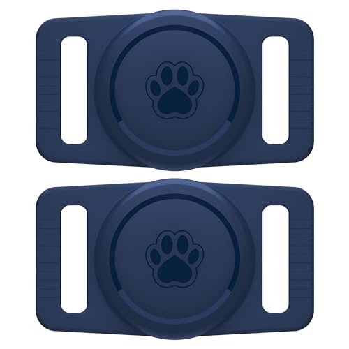Image of GOCII for Airtag Dog Collar Holder 2 Pack,Waterproof Dog Collar Holder for Apple AirTag(Gen 1 & 2),Silicone Air Tags Case for Dog Collars(Navy)
