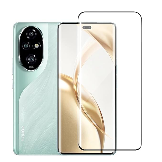 Image of UV Premium HD+ Tempered Glass For Honor 200 Pro (6.78 Inch, Pack of 1) Full Adhesive Curved Glass 100% Fingerprint Working with installation kit