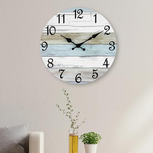 Image of CHYLIN Wall Clock - 18 Inch Silent Non Ticking Wall Clocks Battery Operated, Larger Clock Decorative for Living Room, Kitchen (Blue)