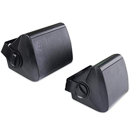Image of Herdio 5.25 Inch Indoor Outdoor Bluetooth Speakers Patio Waterproof Wired Wall Mount System 300 Watts (Black)