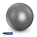 JBM Exercise Yoga Ball with Free Air Pump (4 Sizes 5 Colors) 400 lbs Anti-Burst Slip-Resistant Yoga Balance Stability Swiss Ball for Fitness Exercise Training Core Strength (Silver, 50cm-55cm)