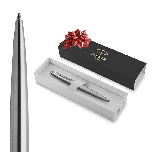 Parker Penna a Sfera Jotter | Acciaio inossidabile con Dettagli Cromati | punta media con inchiostro blu | Confezione Regalo | Materiale scolastico