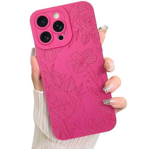 Coque iPhone 15 Pro motif floral rose vif en TPU souple antichoc LSL