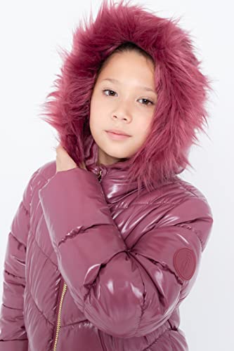 Image of Juicy Couture Girls Coat, Faux Fur Hooded Winter Jacket, Warm Padded Parka Hoodie, Kids Heavyweight Winter Coat