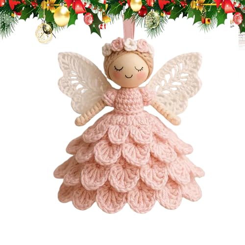 Ornamento Angel - Decoraciones de alambre resistente al hierro fundido reutilizables a mano, kit de ganchillo ornamental ángel, para vacaciones de cumpleaños de Navidad en casa, árbol de mujeres