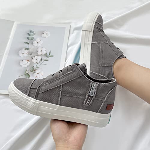 JENN ARDOR Wedge Sneakers for Women Fashion Canvas Shoes Casual Platform Hidden Heel Womens Slip On Sneaker Non Slip Side Zipper Warm Grey by JENN ARDOR - Used condition - Image 2
