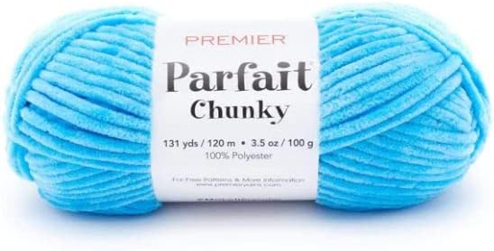 Miniatura 2 de Premier Yarns Parfait Chunky - 3.5 oz - Peso súper voluminoso #6 - Paquete de 3 paquetes con marcadores de puntada Bella's Crafts (Azure)