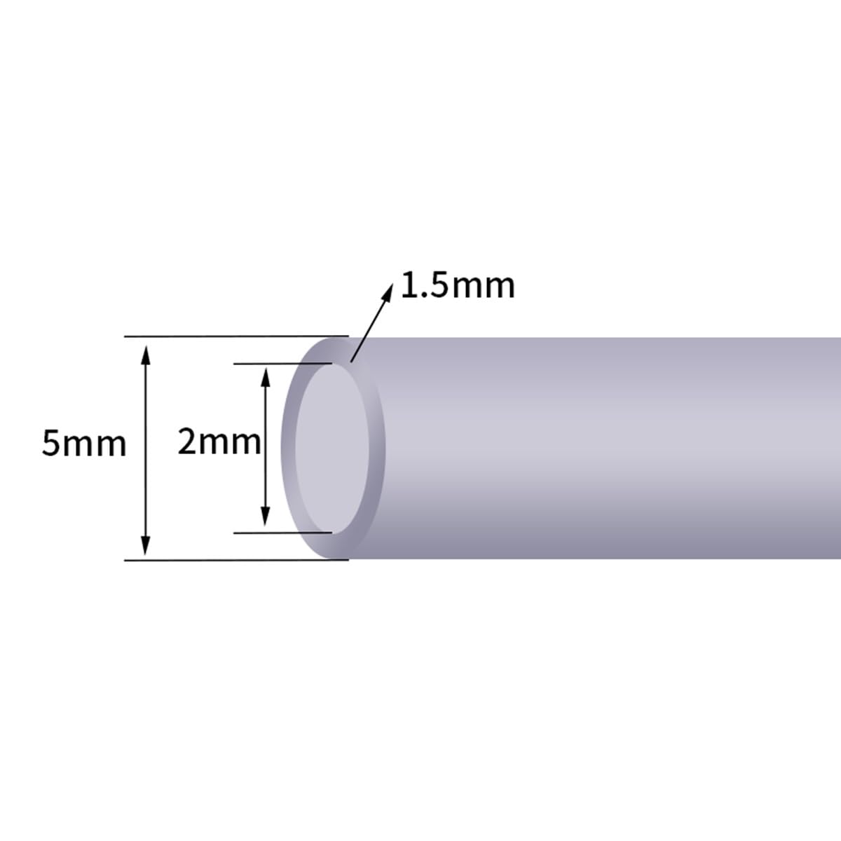 Tubo de silicona transparente de 3 m para dispensador de agua, manguera flexible de 5 mm de diámetro exterior, 2 mm de diámetro interior de 1,5 mm de grosor de pared
