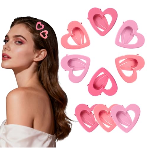 9 Pcs Pink Heart Hair Clips Cute Metal Hair Barrette Clips for Women Girls for Valentines Day Birthday Wedding Party Hairstyle Accessories