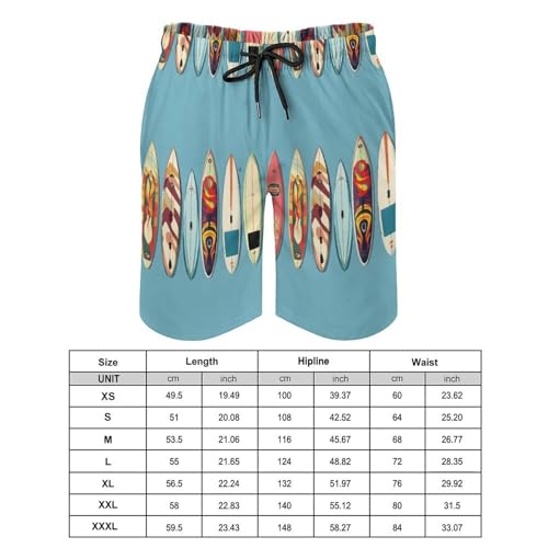 Hawaiian Shorts for Men - Comfy Colorful Surfboards Print Mens Swim Trunks Bathing Suits with Mesh Lining2