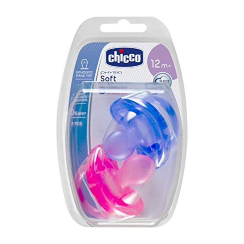 Chicco Silicone Souple Ergonomique Pacifier x 2, Violet/Rose, 16 ...