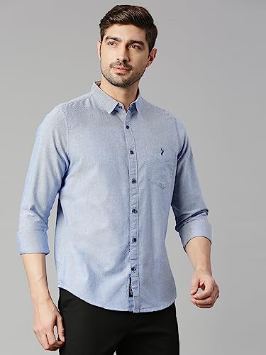 Image of Thomas Scott Men Premium Slim Fit Solid Cotton Twill Full Sleeve Shirt