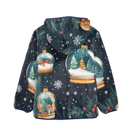 Christmas Balls Girls Fleece Jacket Girls Fall Jacket Girls Zip Up Hoodie Girls Sherpa Jacket 2-10T2