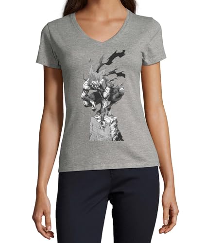 T-shirt V coton femme gris Anime 176 anti-déformation doux