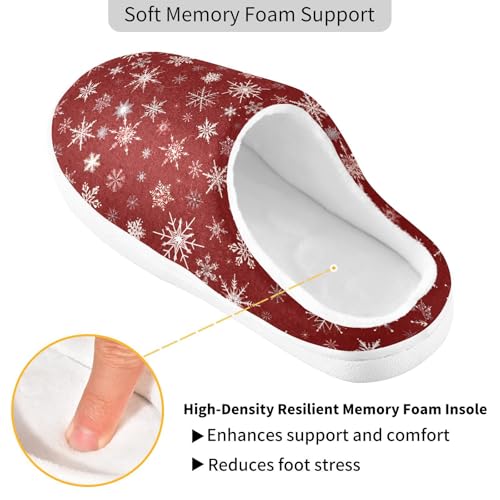 Fuzzy Memory Foam Slippers for Women/Men Graphic Snowflakes Red Pattern Fluffy Winter House Shoes Indoor and Outdoor3