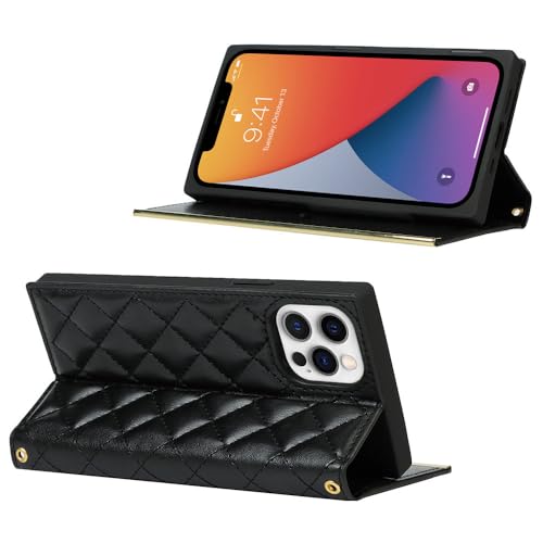 Étui portefeuille en cuir avec lanière pour iPhone 14 Pro Max et SE, coloris violet - 3