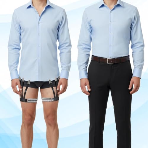 Image of GUSTAVE Men's Shirt Stays Adjustable Elastic Shirt Tucker Belt with Locking Non-Slip Clips