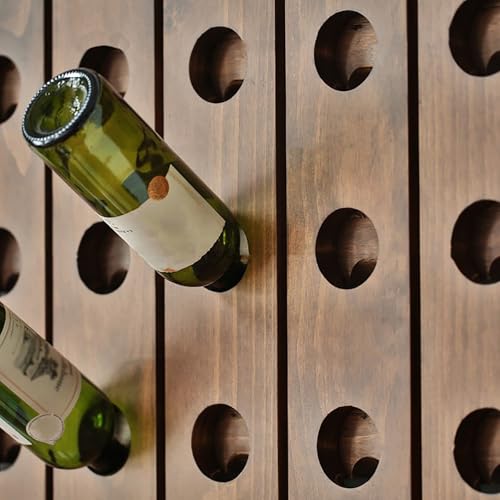 Casier à vin en bois support mural rustique de rangement extensible 32 trous - 6