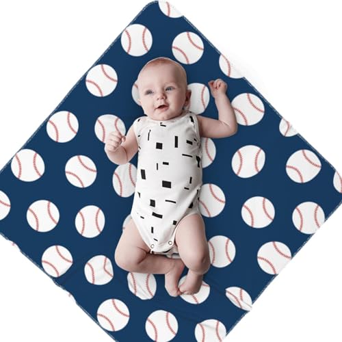 Image of Baseball Blue Newborn Baby Swaddle Blanket Baby Receiving Blanket Cover Throw Wrap Blankets Soft Cozy Breathable for Infant Toddler Boys and Girls