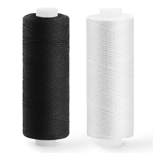 ZMAAGG Thread for Sewing-1 Pcs Black and 1 Pcs White 200 Yards Per Roll Polyester Thread Sewing String for Sewing Machine Hand Stitching Embroidery