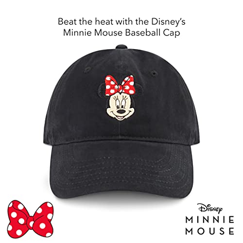 Image of Disney Minnie Mouse Dad Hat, Cotton Adjustable Baseball Cap with Curved Brim