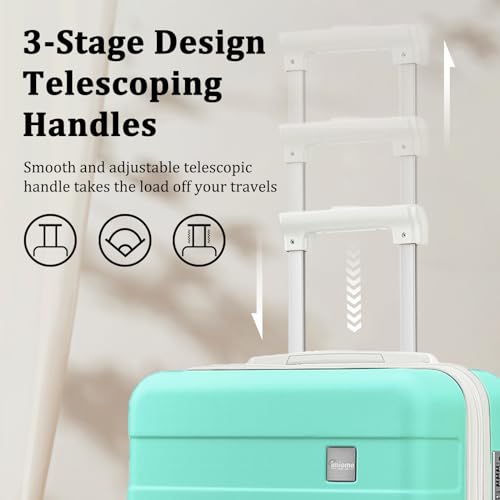 Image of imiomo Hard Shell Luggage Sets 5 Piece for Women, Lightweight Hardside Rolling Suitcase Set with Spinner Wheels and TSA Lock, Green