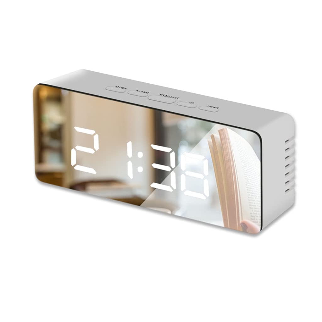 LED Mirror Alarm Clock Digital Snooze Table Clock Wake Up Light Electronic Large Time Temperature Display Home Decoration