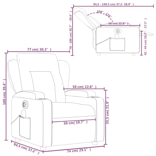Sillón reclinable piel sintética negro miniatura 3